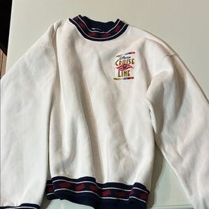 Disney Cruise line White and Navy Crewneck Sweater